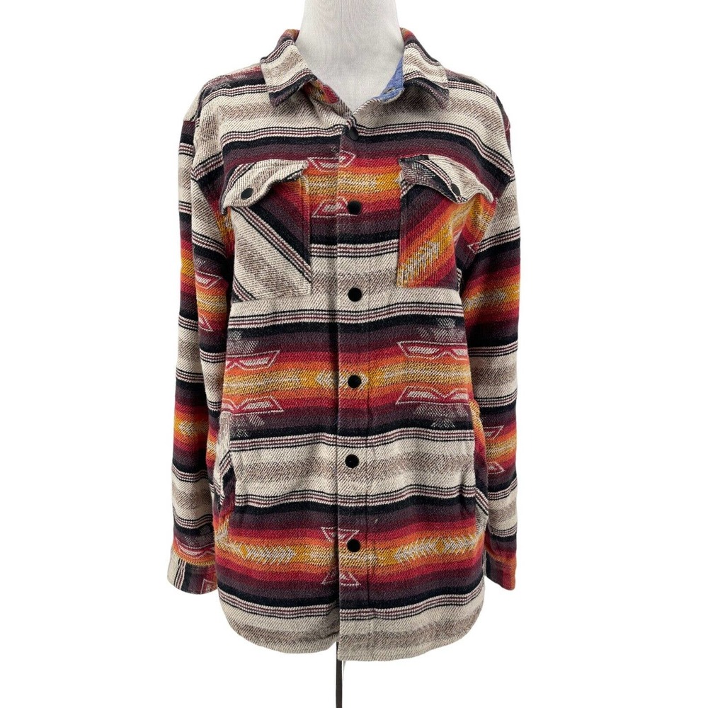 Rock & Roll Denim Men's Snap Front Aztec Jacquard Shacket Size Medium